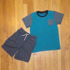 Boy's Blue & Gray T-Shirt with Gray Shorts Bundle